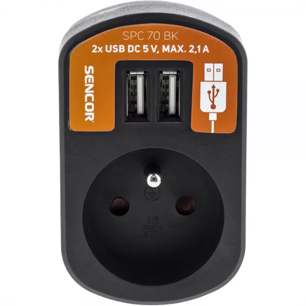 RPC 70 BK Zás. s 2xUSB, 5V/2100mA RETLUX