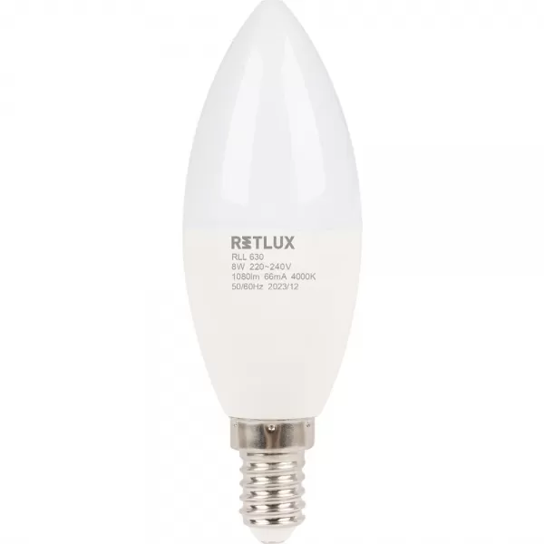 RLL 630 C37 E14 candle 8W CW D RETLUX