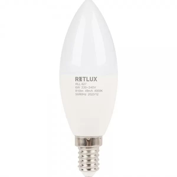 RLL 627 C37 E14 candle 6W CW D RETLUX